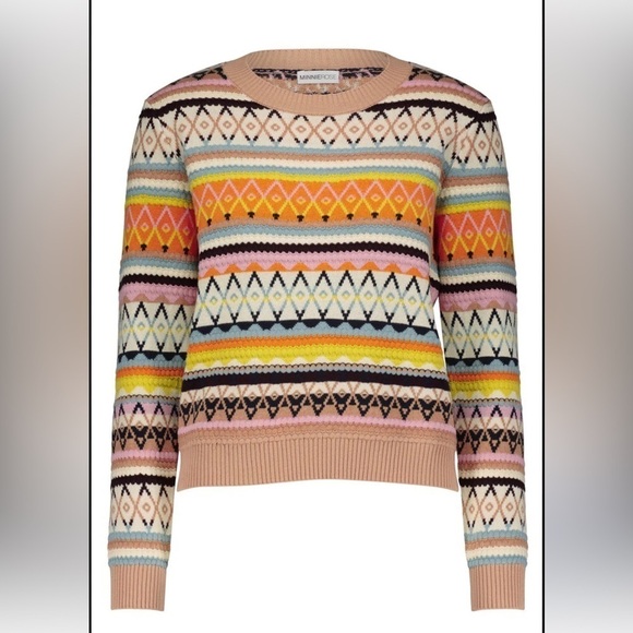 Minnie Rose Sweaters - Minnie Rose Cotton Fairisle Crew Size Small